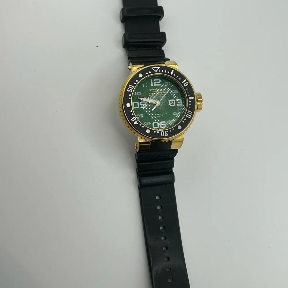 Invicta pro driver 21521 Gold and Black Watch with Green Dial #591